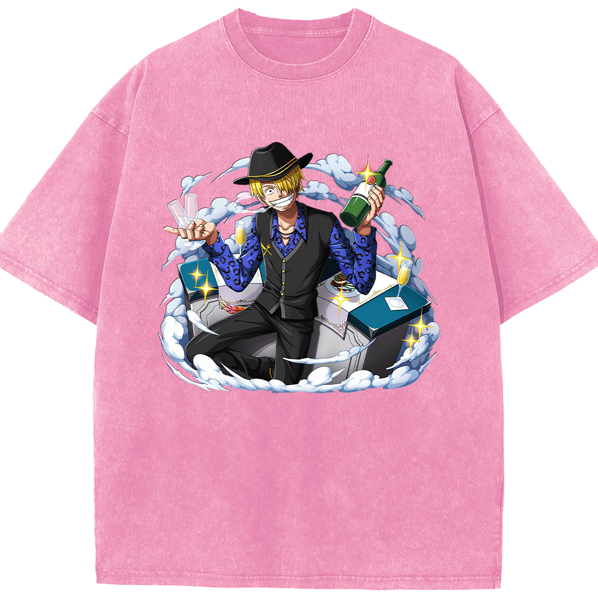 （画像用） ワンピース サンジ ONE PIECE Sanji 綿100% ヴィンテージ風 半袖Tシャツ（フロントプリント）